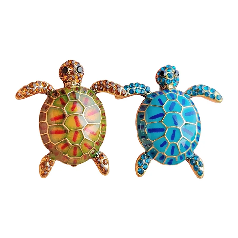 

Creative Fashion Rhinestone Inlaid Turtle Brooches For Women Men Personality Clothes Coat Brooch Vintage Accessories Jewelry