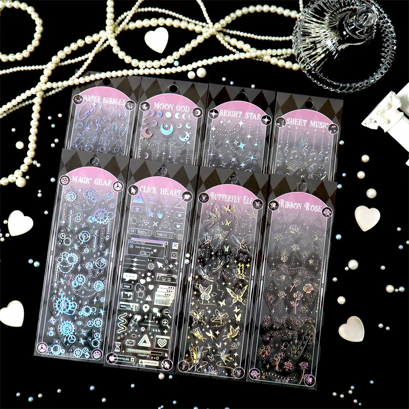 1 Sheet Laser Hot Silver Gooka Sticker Korean Stationery Hand Account Decoration DIY Photo for Journal Diary Album