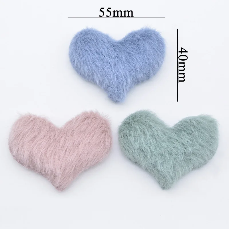 Оптовая продажа 60 шт. мягкие плюшевые норковые волосы аппликация в форме сердца