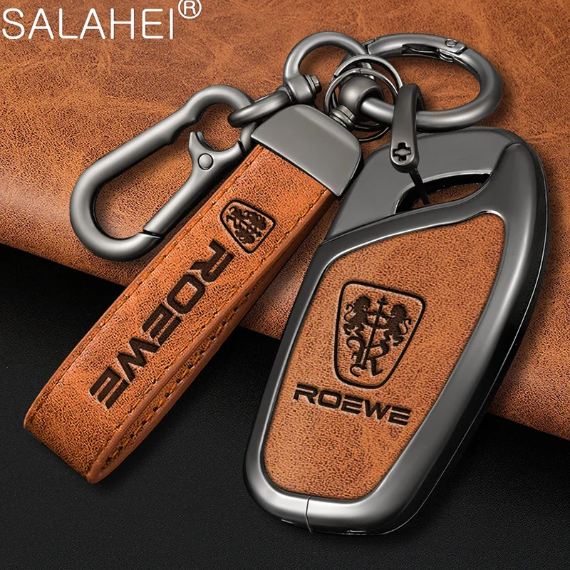 

Zinc Alloy Leather Car Flip Remote Key Case Cover Shell Holder For Roewe RX3 RX8 ERX5 RX5 I6 I5 Protector Keychain Accessories