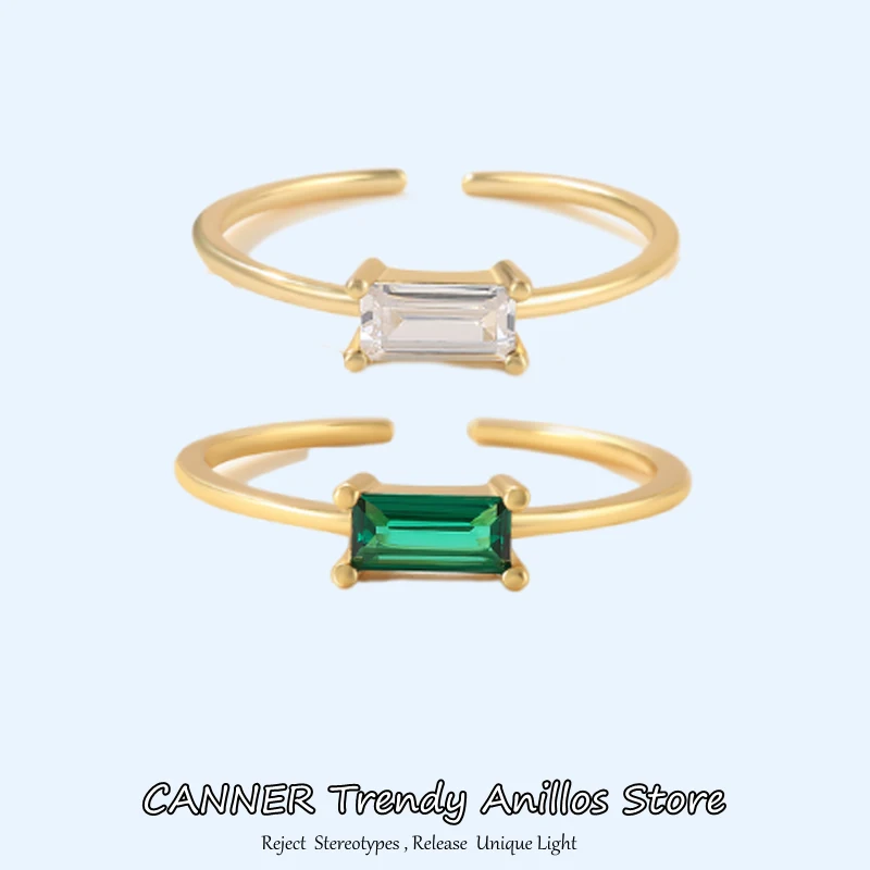 

CANNER 100% Real 1pc 925 Sterling Silver Open Rings for Women Bling Zircon Ring Matching Wedding Diamonds Band Engagement Gifts