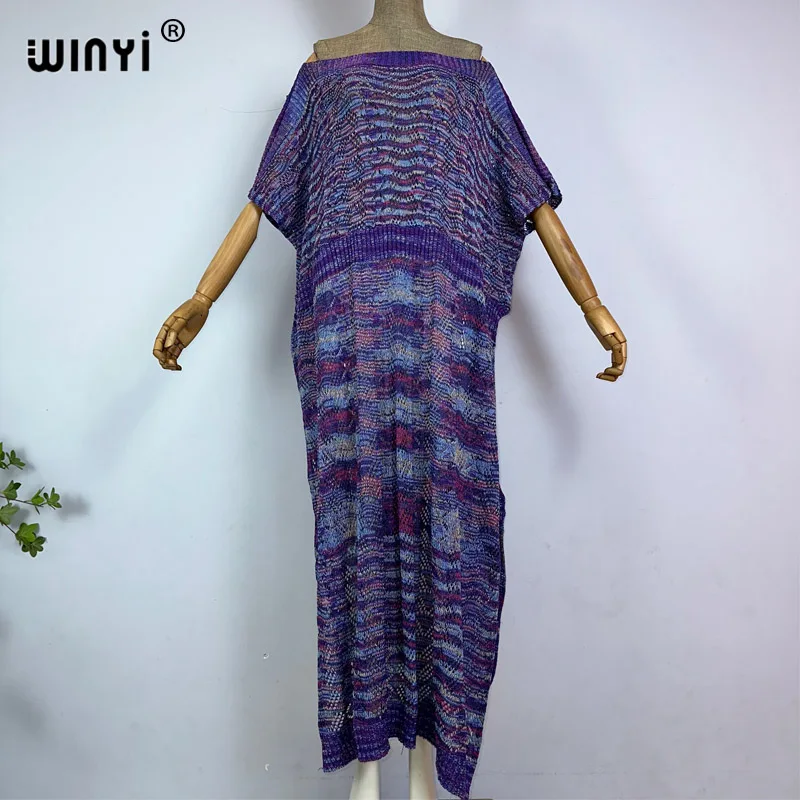 Трикотажное летнее сексуальное платье WINYI с принтом в стиле бохо элегантная