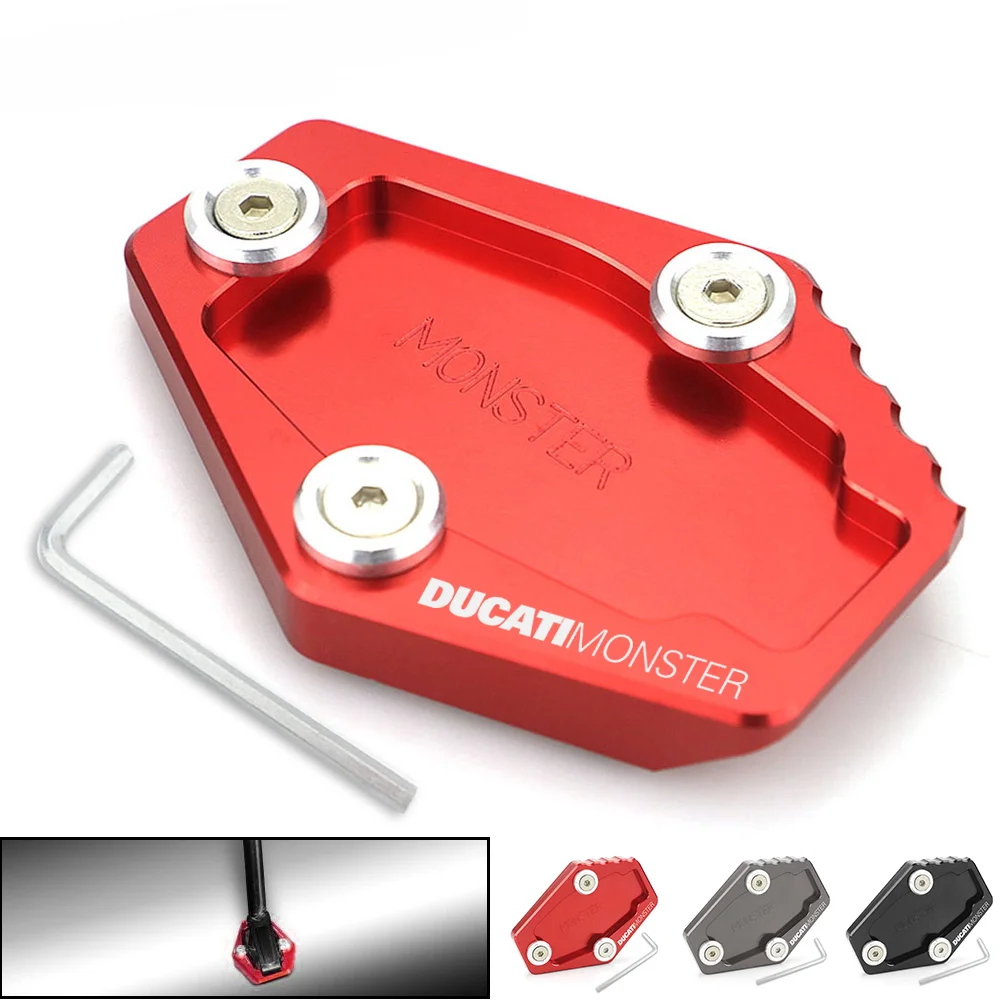 

For Ducati Monster 795 796 821 1200 1200S Motorcycle Side Stand Enlarger Kickstand Enlarge Plate Pad CNC Aluminum Accessories