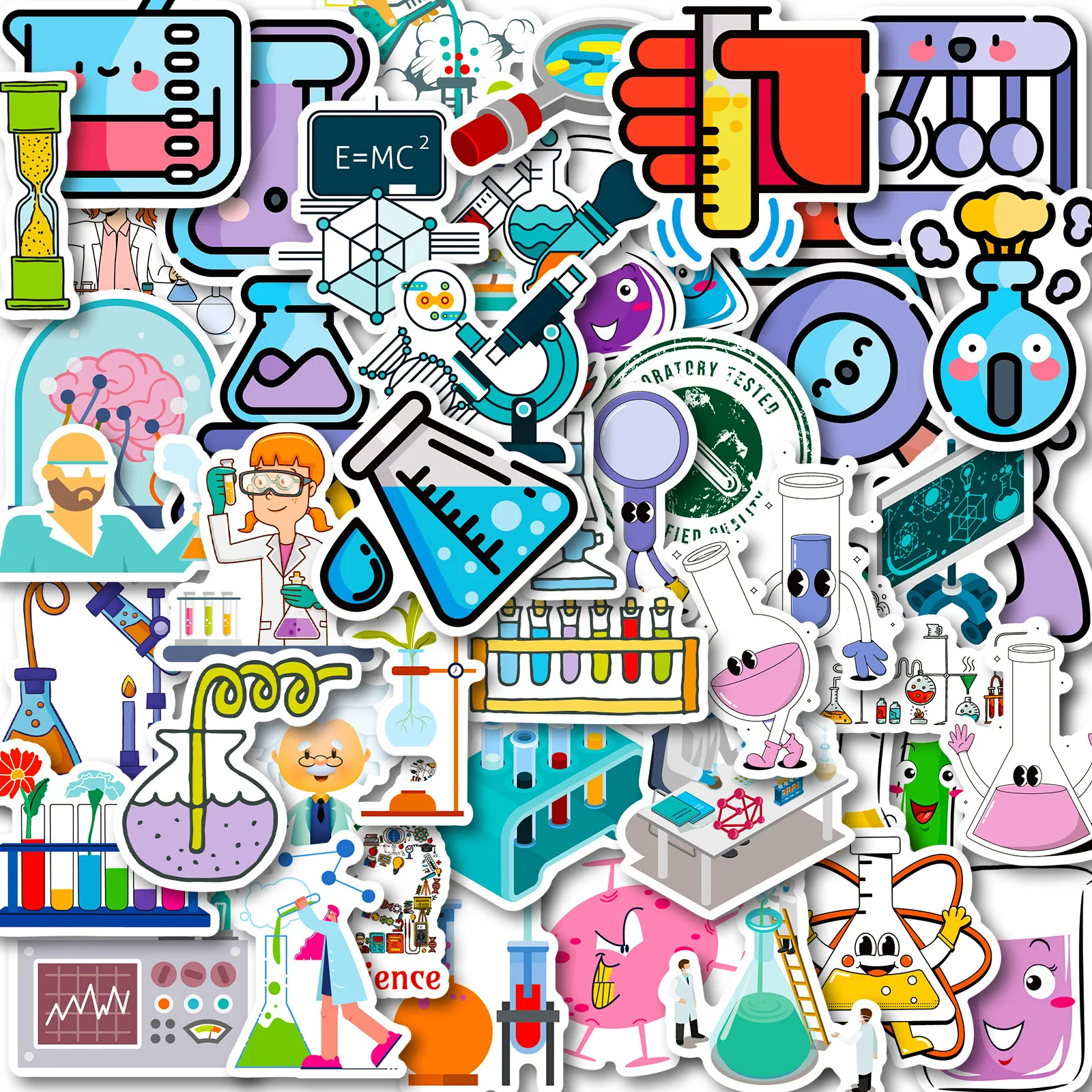 10/50pcs Sciences Stickers Pack for Kids Student Teens Creat