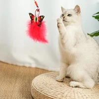 cat toy butterfly cats toy steel wire feather toys for cats stick scratch funny cat toys interactive with bell pet supplies