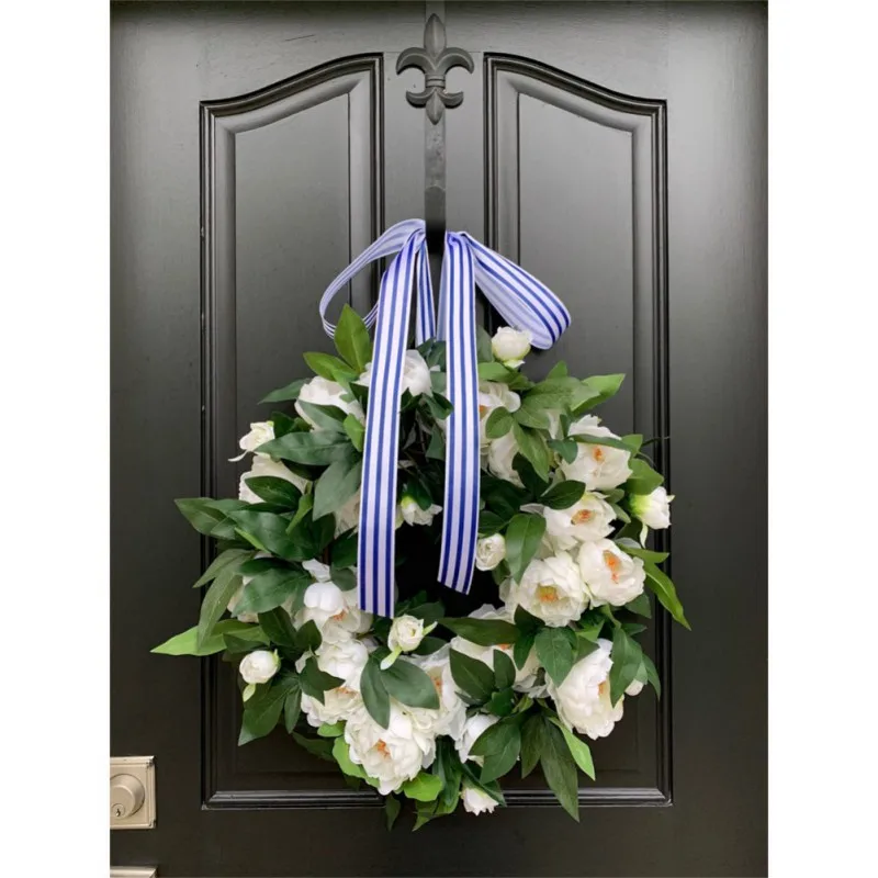 

Женский весенне-летний цветочный венок с пионами для входной двери