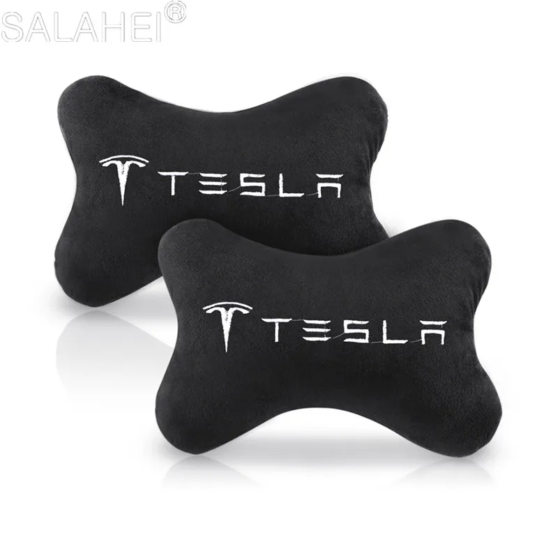 

2Pcs Car Seat Headrest Neck Support Protector Cushion Black Safety Pillow For Tesla Model 3 S X Model Y Car Internal Accessories