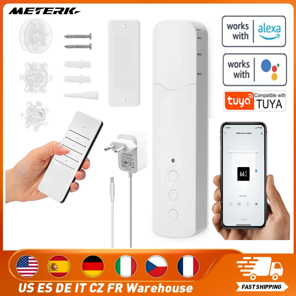 

Tuya WiFi M616EGWT Smart Electric Curtain Motors Chain Roller Blinds APP Voice Control Compatible with Alexa Google Home