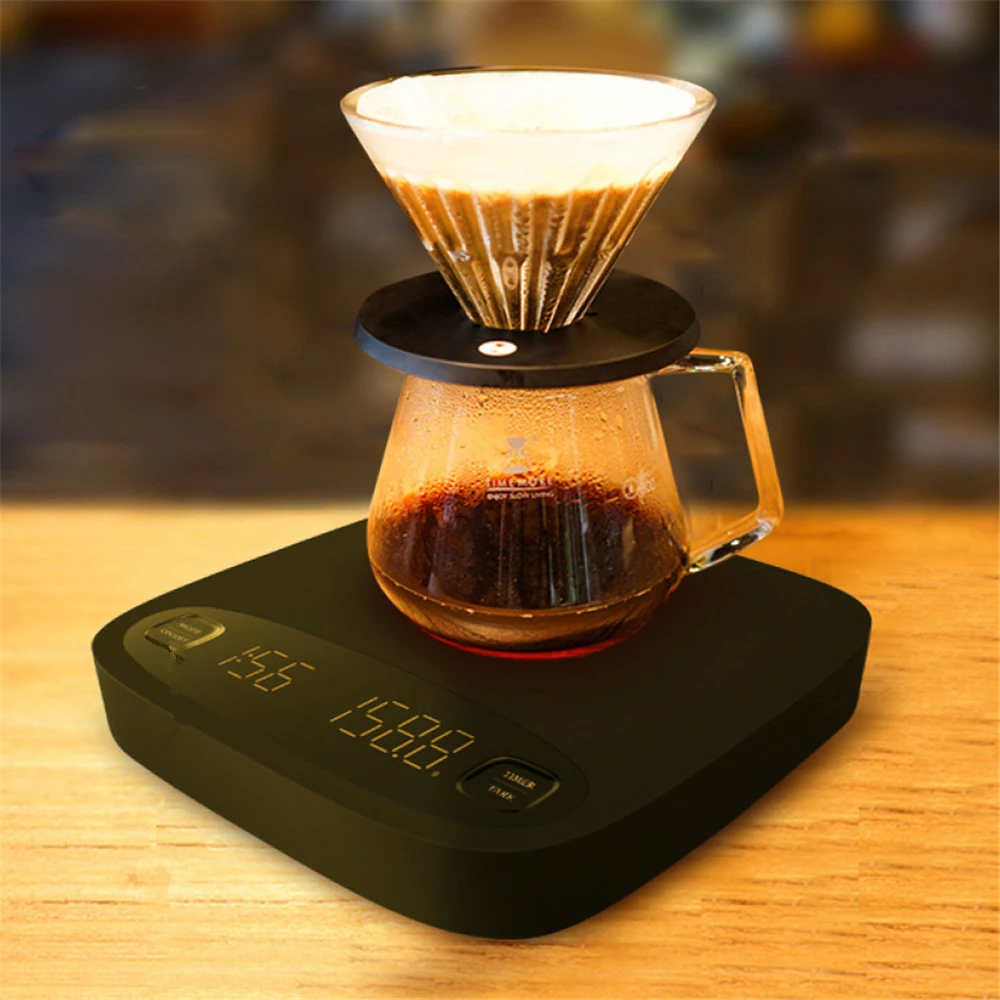 

Цифровые кухонные весы, точные электронные весы для кофе с таймером, цифровые умные бытовые весы для кофе с USB-зарядкой, 2 кг/0,1 г