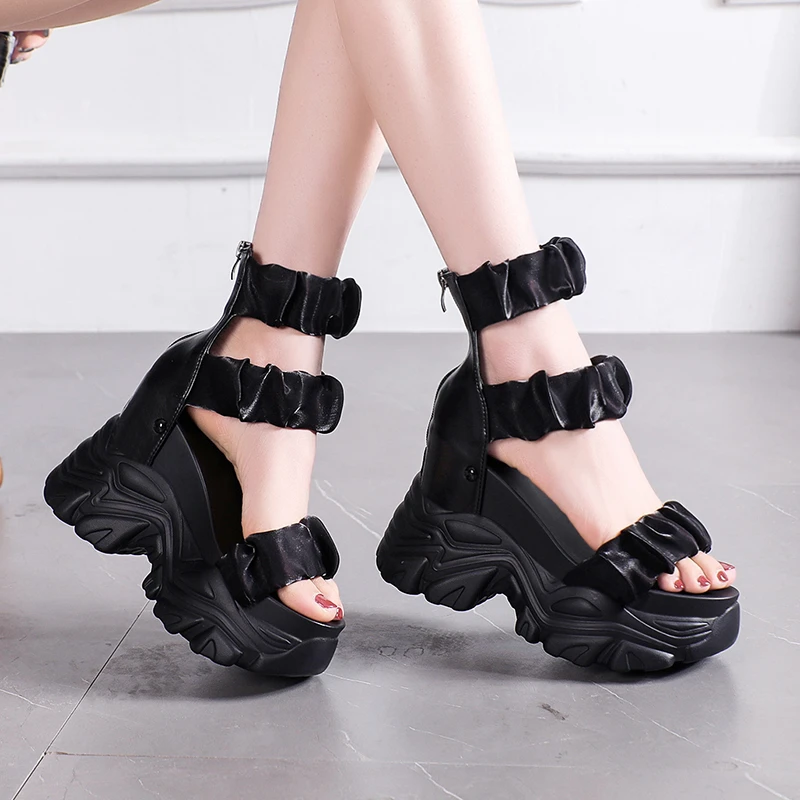 Summer Sandals 10CM Wedge Heels Sneakers New 2022 Women Beach Flip Flop High Platform Casual Sandals Breathable Walking Slippers
