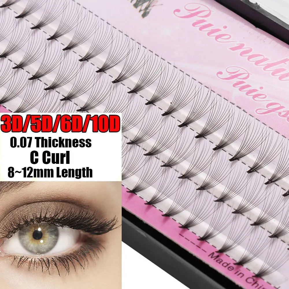 

1 Box Mink Black False Eyelashes Natural Soft Fan Lashes 3D/5D/6D/10D Individual Eyelashes Eye Extension Tools 0.07 C 8~12mm