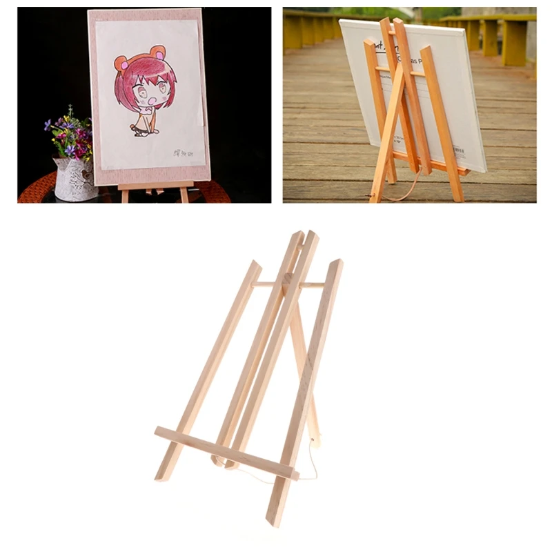 

Wooden Tripod Easels Tabletop Display Holder Stand Collapsible for Artworks Small Paintings DIY Crafts Wedding Photos