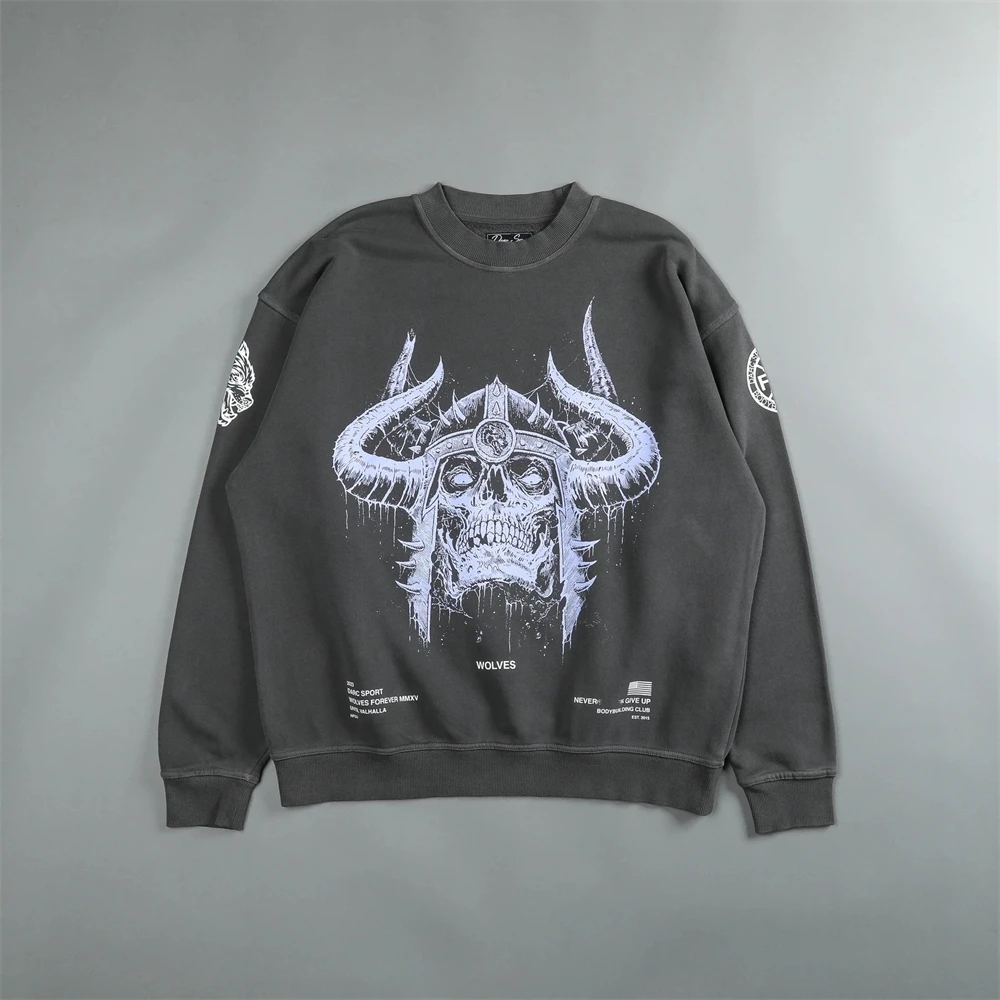 

Спортивные мужские свитшоты DARC с принтом черепа в стиле Харадзюку, мужские осенние махровые пуловеры, мужская повседневная толстовка с круглым вырезом, базовые уличные Топы в стиле хип-хоп