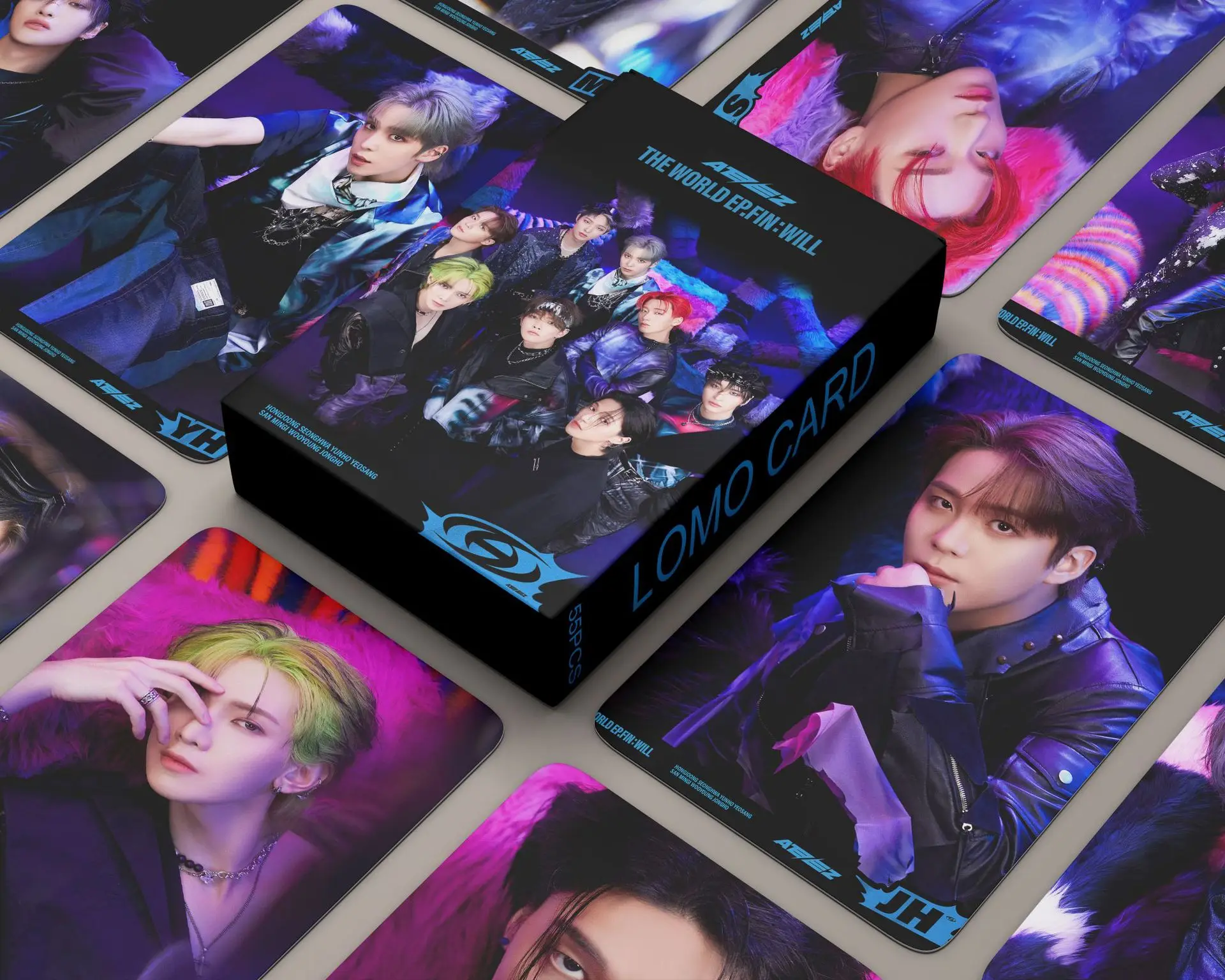 

55Pcs Kpop Idol ATEEZ Lomo Cards New AlbumTHE WORLD EP.FIN : WILL Postcard Cards HD Printed Photocards For Fans Gift