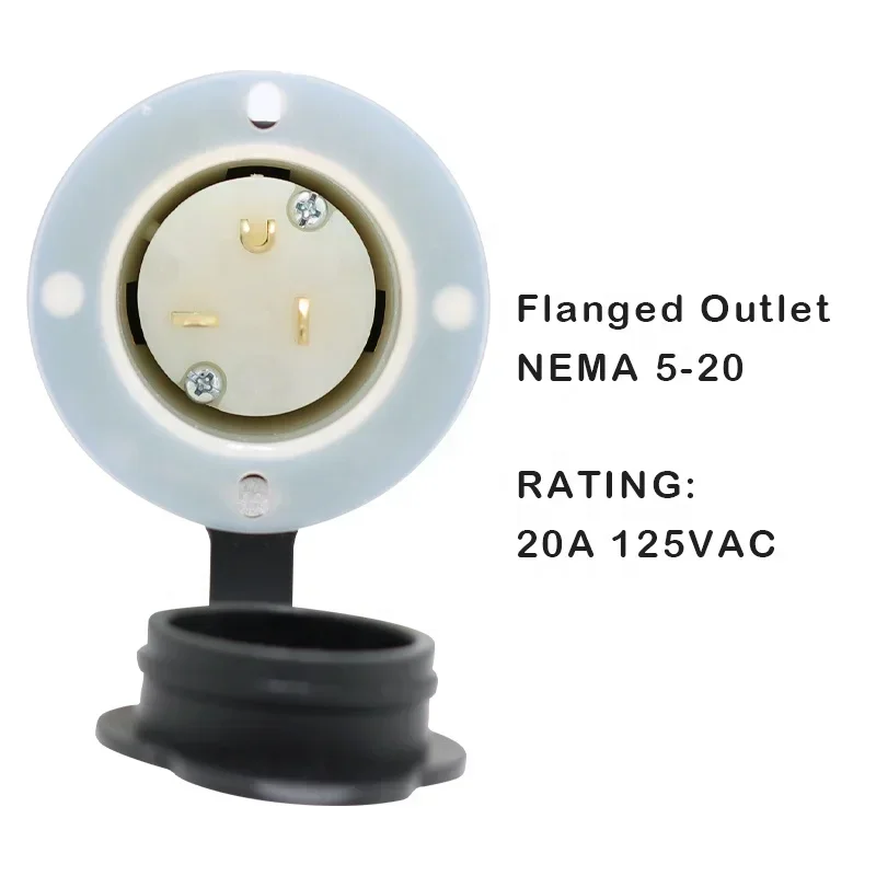 Фланцевая розетка YDA520P 20А 125В черная 3-проводная