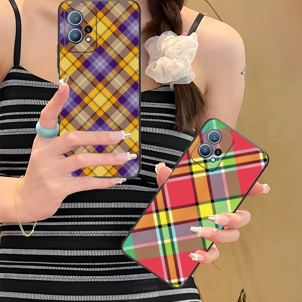 Lattice Grid Texture Mobile Cell Phone Case for Huawei P60 P50 P40 P30 P20 P10 P9 P8 Pro Lite Plus Black Soft Cover Shell