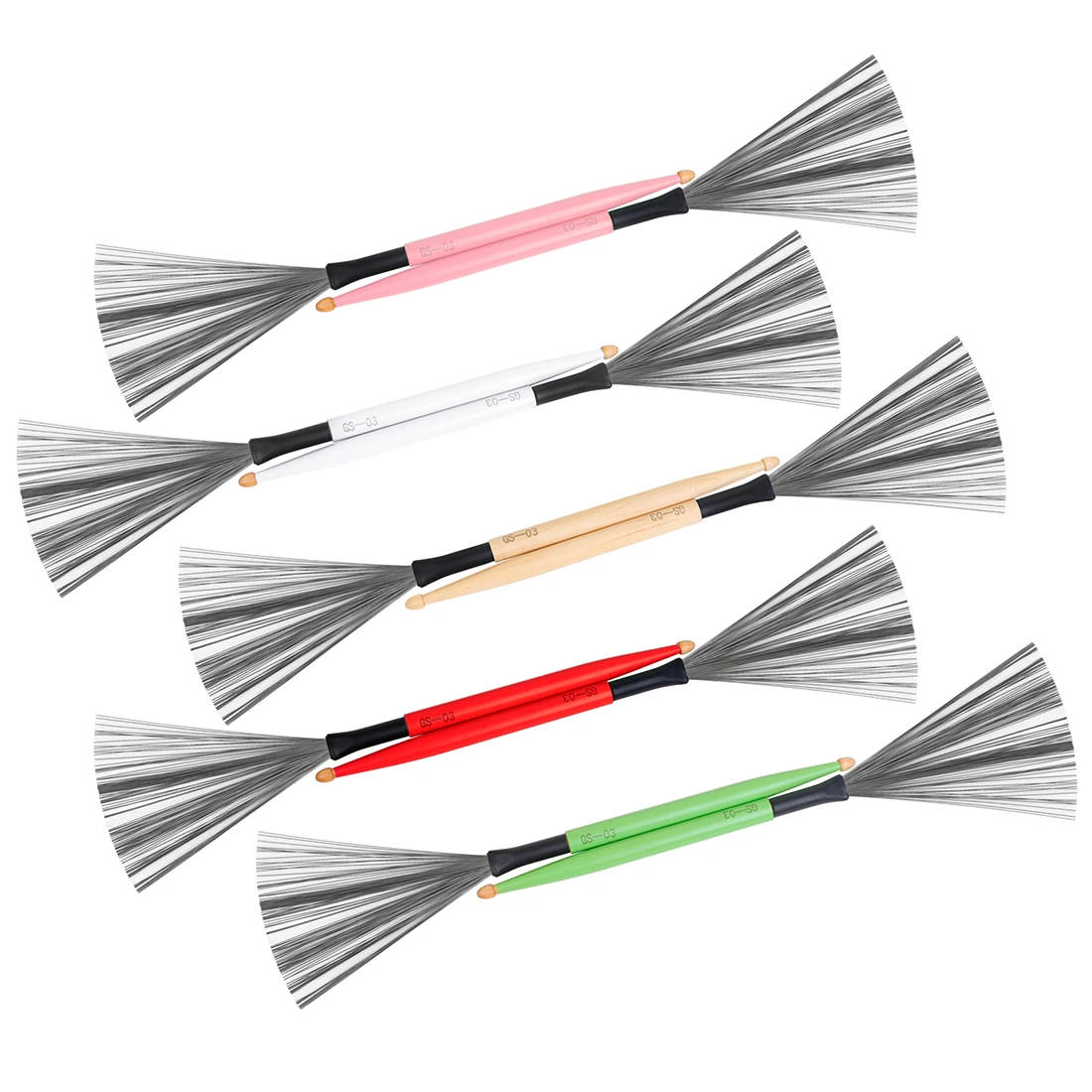 

2Pcs/Set Drum Stick Multiplefunctions Brush Dual Heads Maple Material Drum Set Retractable Steel Wires Brush Percussion Fittings