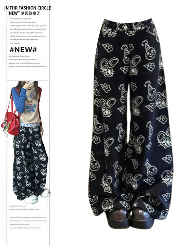 Женские длинные брюки с принтом Goblin Core штаны Gyaru Y2K в японском стиле Харадзюку
