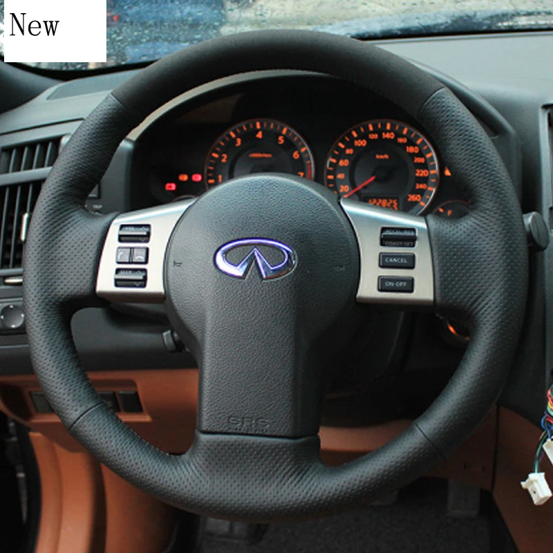 

For Infiniti G25 G37 EX25 FX35 QX56 DIY Hand-Stitched Leather Suede Car Steering Wheel Cover Car Accessories