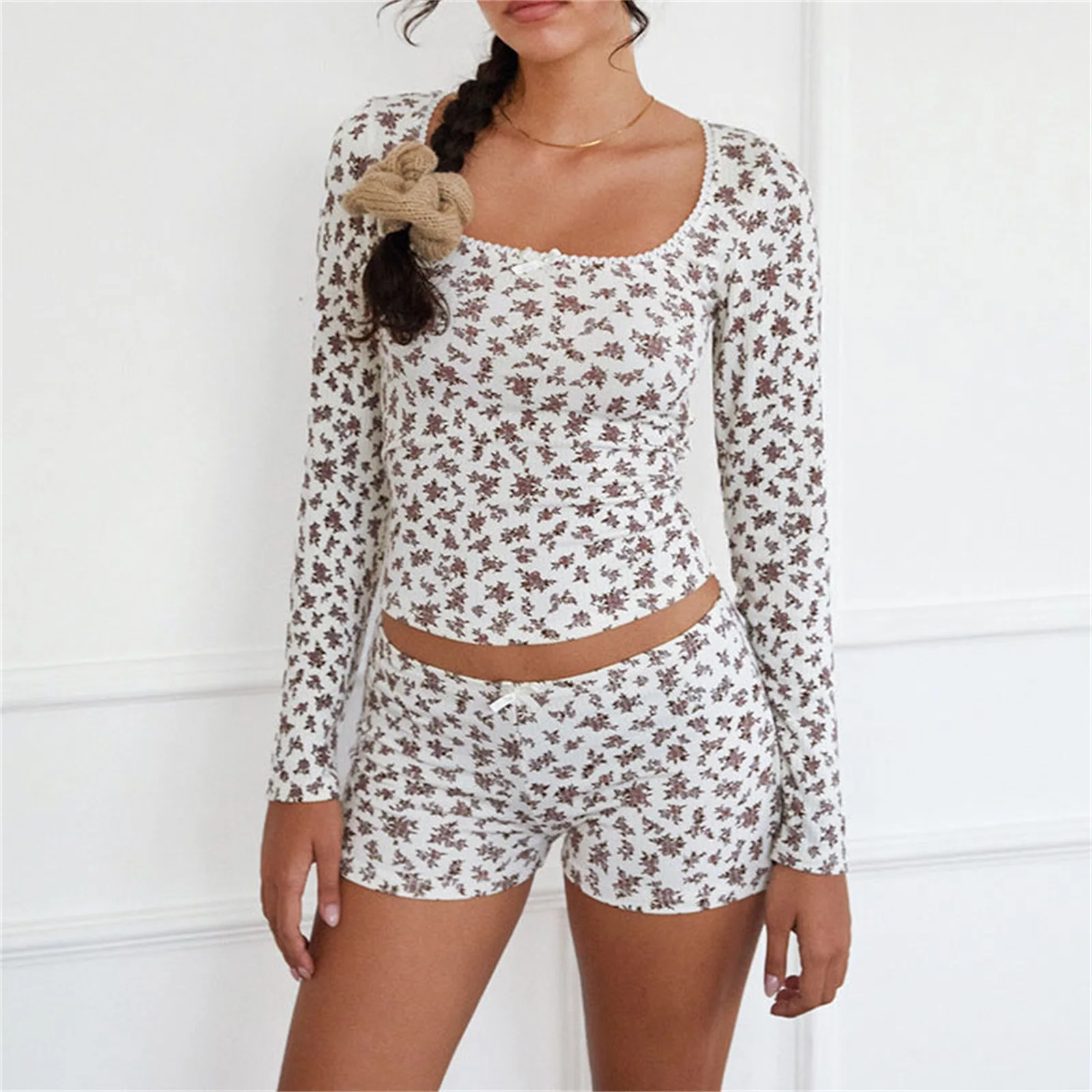 Женская летняя одежда комплект из 2 предметов футболка с длинными рукавами и