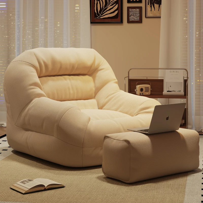 Фото Портативные удобные одноместные диваны-мешки Lazy Bean Bag для отдыха на балконе или в гостиной, с функцией лежания или сна №2