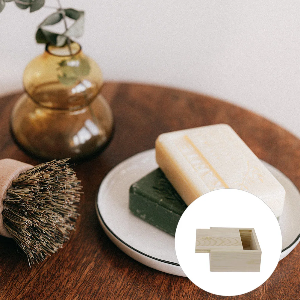 

Box Soap Wooden Wood Holder Jewelry Gift Dish Storageunfinished Bar Case Boxes Container Small Treasure Lidshower Mini Organizer