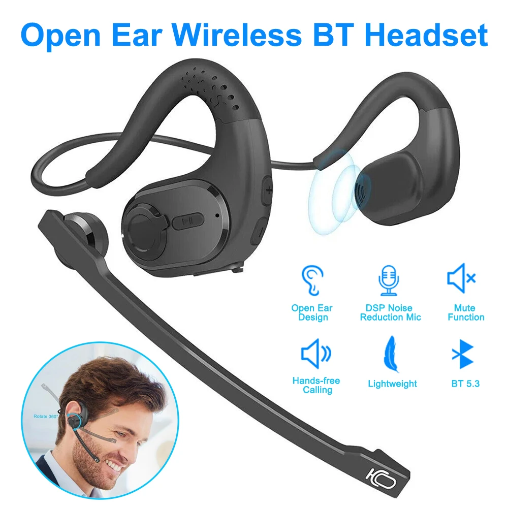 Фото Наушники с воздушной проводимостью для Xiaomi Bluetooth 5,3, беспроводные спортивные наушники IPX5, водонепроницаемая гарнитура для дальнобойщика с открытым ухом для телефона №1
