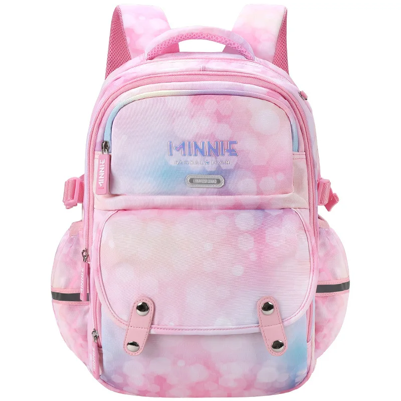 Disney New Minnie School Bags For Girls Grade 3-6 Primary Student Fashion Shoulder Orthopedic Backpack Large Capacity Mochila