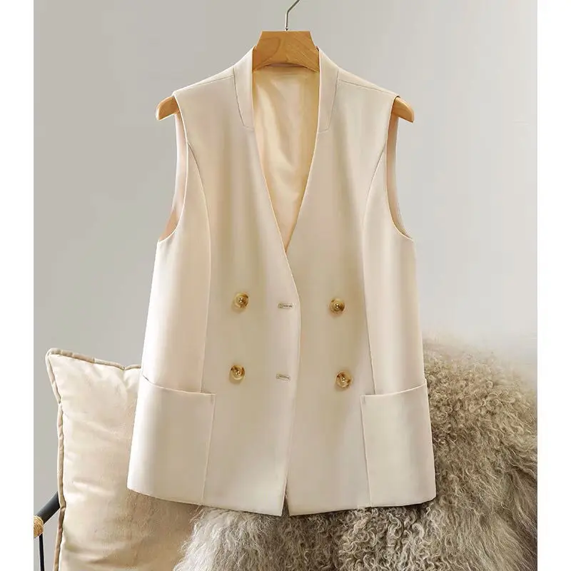 Женский офисный жилет Блейзер новинка 2021 модная Свободная куртка без рукавов