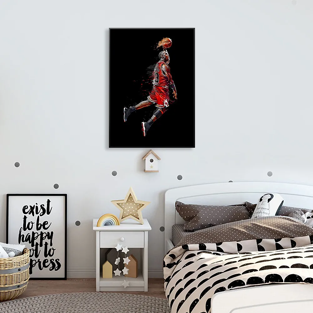 Настенная картина черного цвета для съемки баскетбола современная спортивная