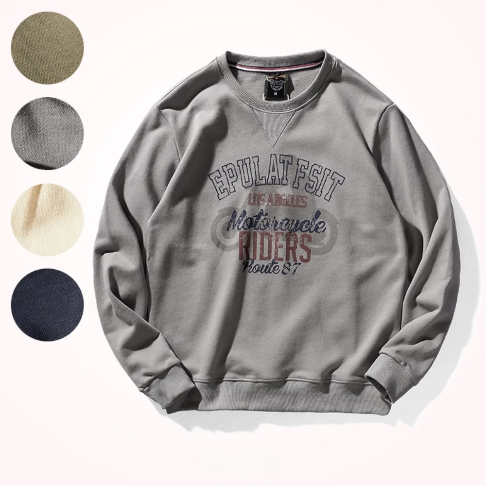 

Повседневный свитер с круглым вырезом, мужской осенний модный махровый пуловер с длинными рукавами