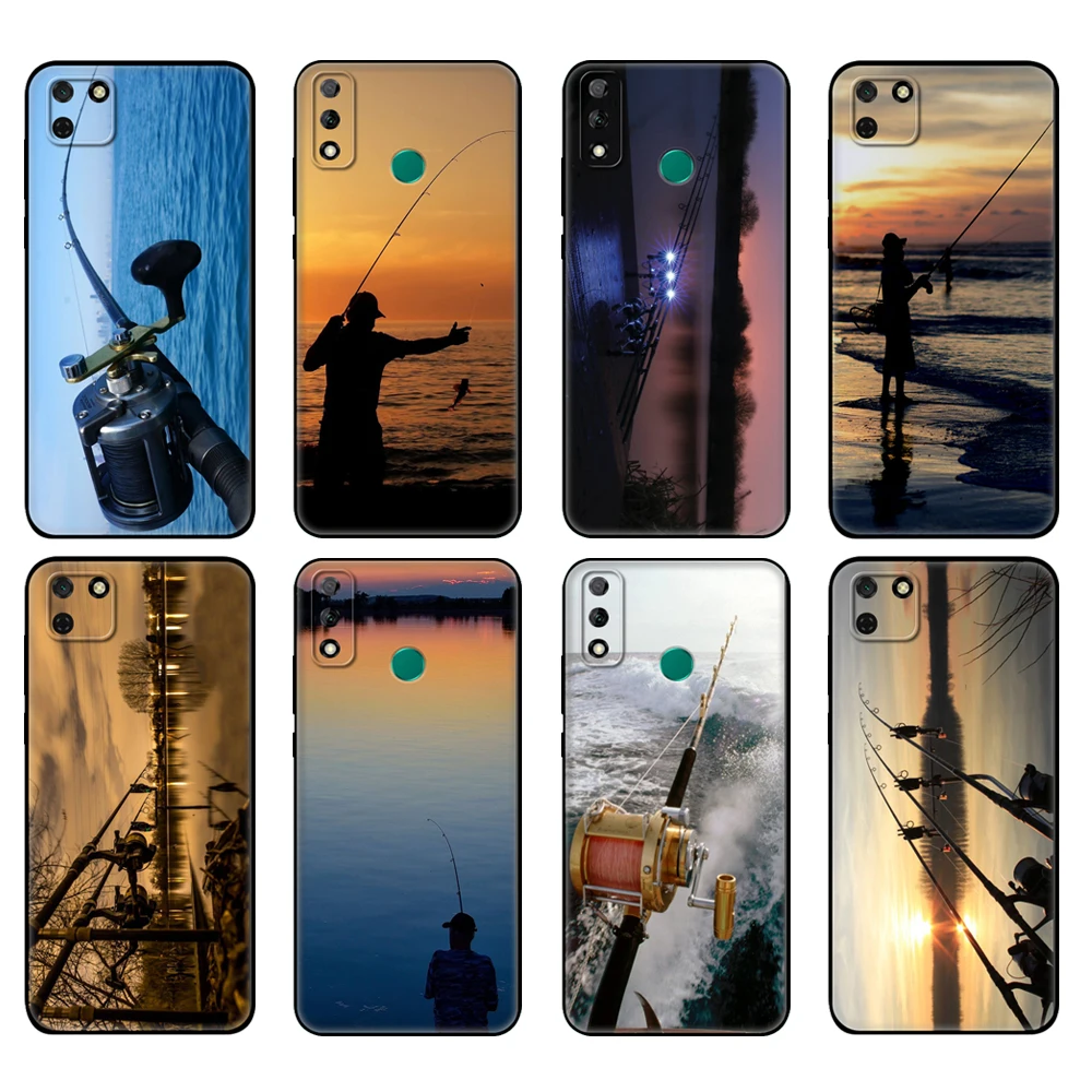 

Black tpu Case For Huawei Y9S Y6S Y8S Y5P Y7P Y8P Case For Huawei Y5 lite Prime 2018 Y6 2019 Cover CARP FISHING RODS