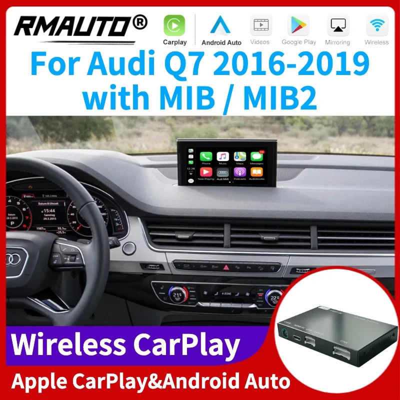 

RMAUTO беспроводной Apple CarPlay MIB2 для Audi Q7 2016-2019 Android Авто Mirror Link AirPlay Поддержка обратного изображения воспроизведения автомобиля