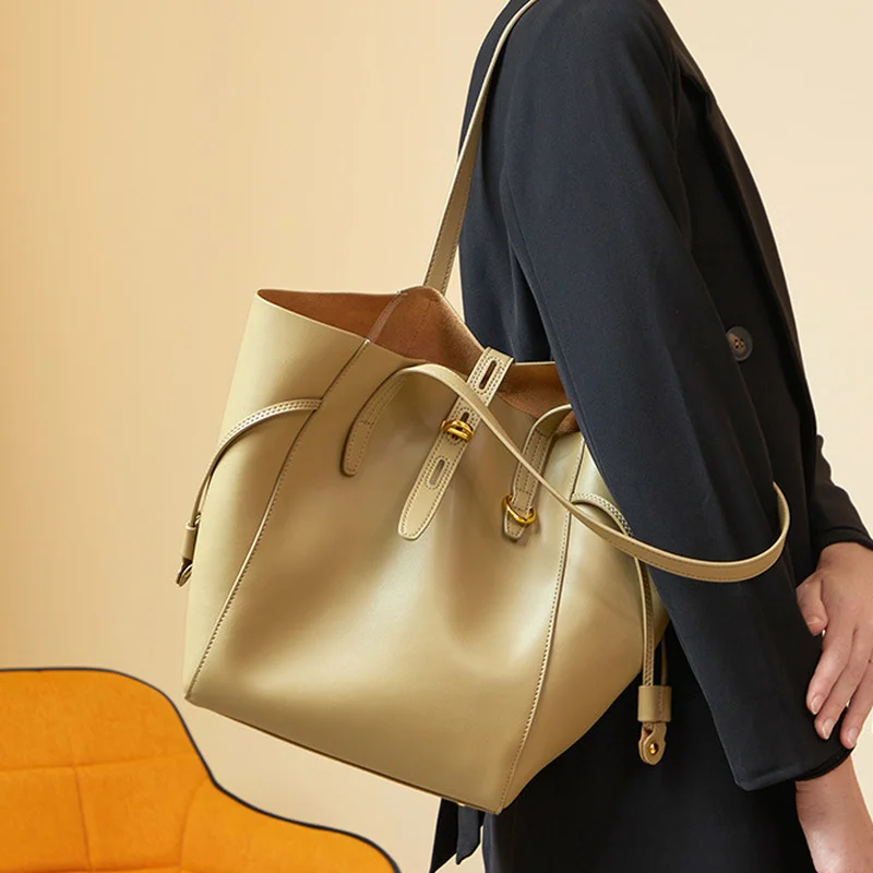 2022 new luxury leather shoulder bag women's large capacity casual tote bag women's composite bag retro women's bag