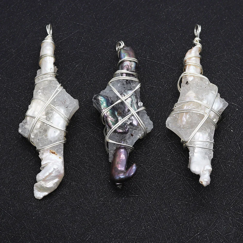 

Natural Crystal Column Winding Pendant Quartz Crystal Irregular Handmade Jewelry Fashion Healing Ore Making Necklace DIY