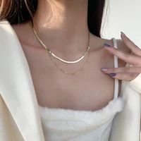new fashion simple short necklace double layer necklace ladies hip hop trend titanium steel necklace jewelry girl party gift