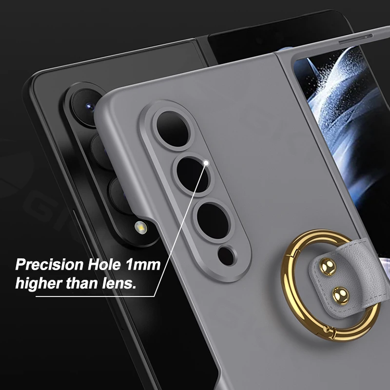 Suitable for Samsung ZFold4 fold5 phone case 180 ° foldable electroplated metal ring bracket 360 ° anti drop protective case