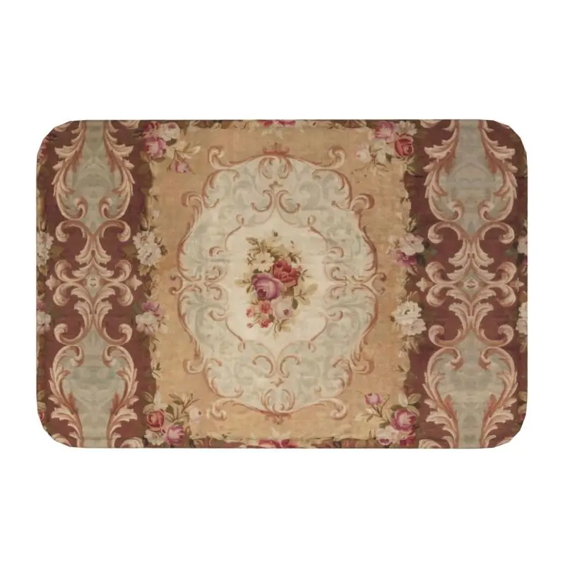

Personalized Antique Rose Floral French Aubusson Rug Print Doormat Mat Vintage Carpet Kitchen Bath Living Room Rug Carpet