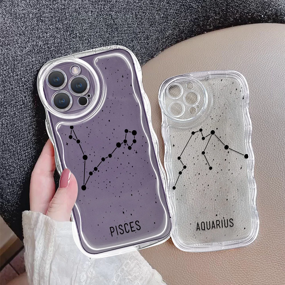 

Phone Case for Iphone 14 Plus 11 13 12 Mini Pro Max Transparent Shockproof Cover Protection Shell Constellation Symbol Fundas