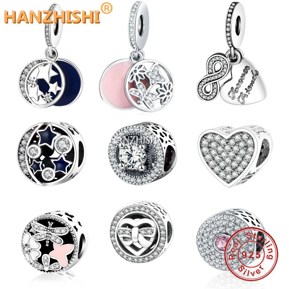 Прекрасный брелок оригинальный браслет из серебра 925 пробы с бусинами и