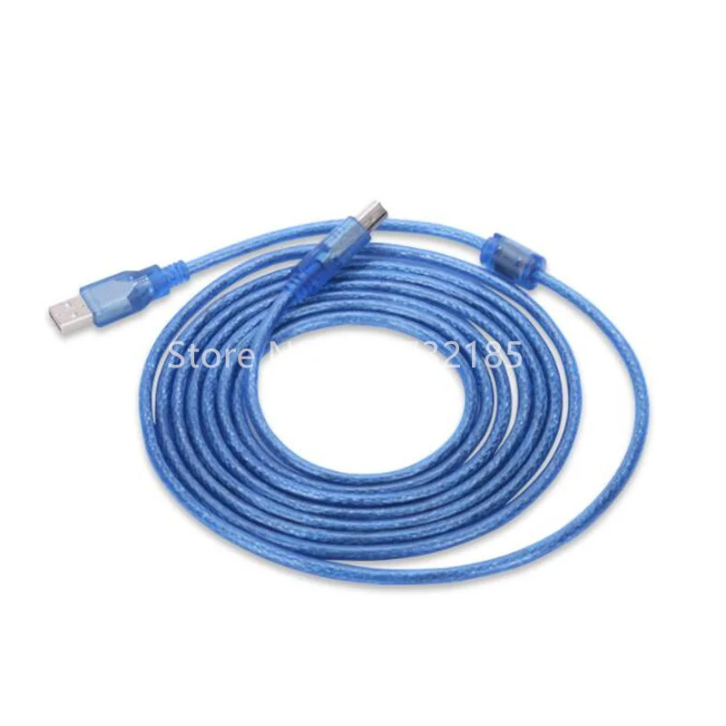 

100 шт./лот прозрачный синий 1 м/3 фута 1,5 м/5 футов 3 м 10 футов USB 2,0 кабель для принтера Тип A-B штекер Высокоскоростной сканер шнур для передачи данных