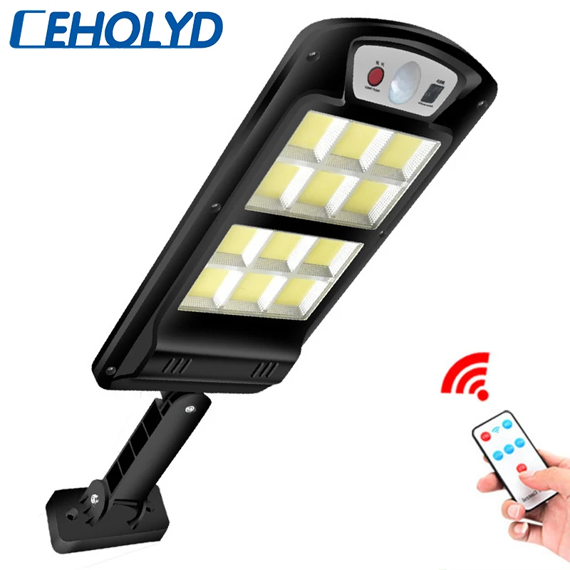 

Super Bright 240 Leds Solar Remote Control Wall Light Street Lamp Motion Sensor Built in Long Battery Life Outdoor Sunlight