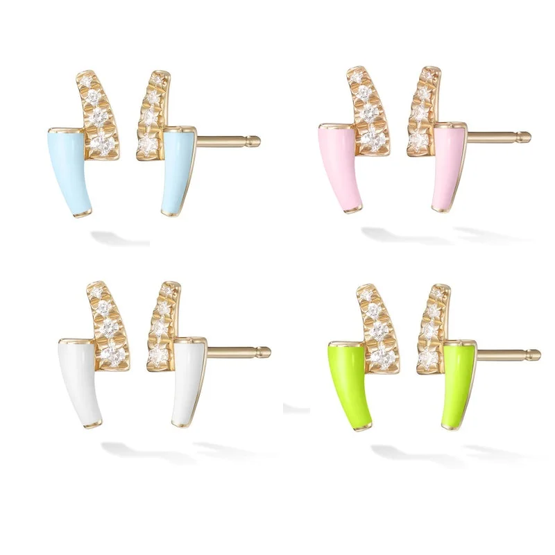 Женские позолоченные серьги-гвоздики с Пастельной эмалью