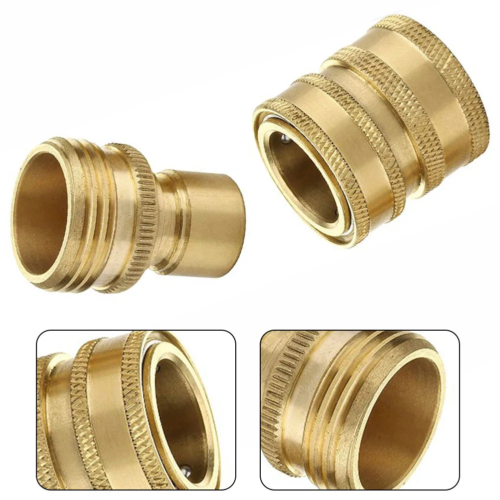 

Garden Hose Quick Connect Fittings, 3/4 Inch GHT Solid Brass, Set 1-Pack For Home Garden Watering Equipment