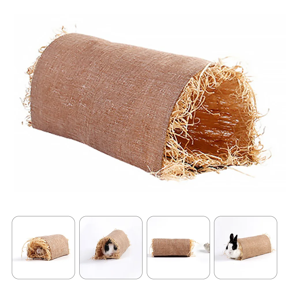 

Rabbit Tunnel Hamster House Bunny Grass Animal Bed Hideout Hideaway Guinea Pet Sleeping Tubes Rat Hiding Place Habitat Straw Cat