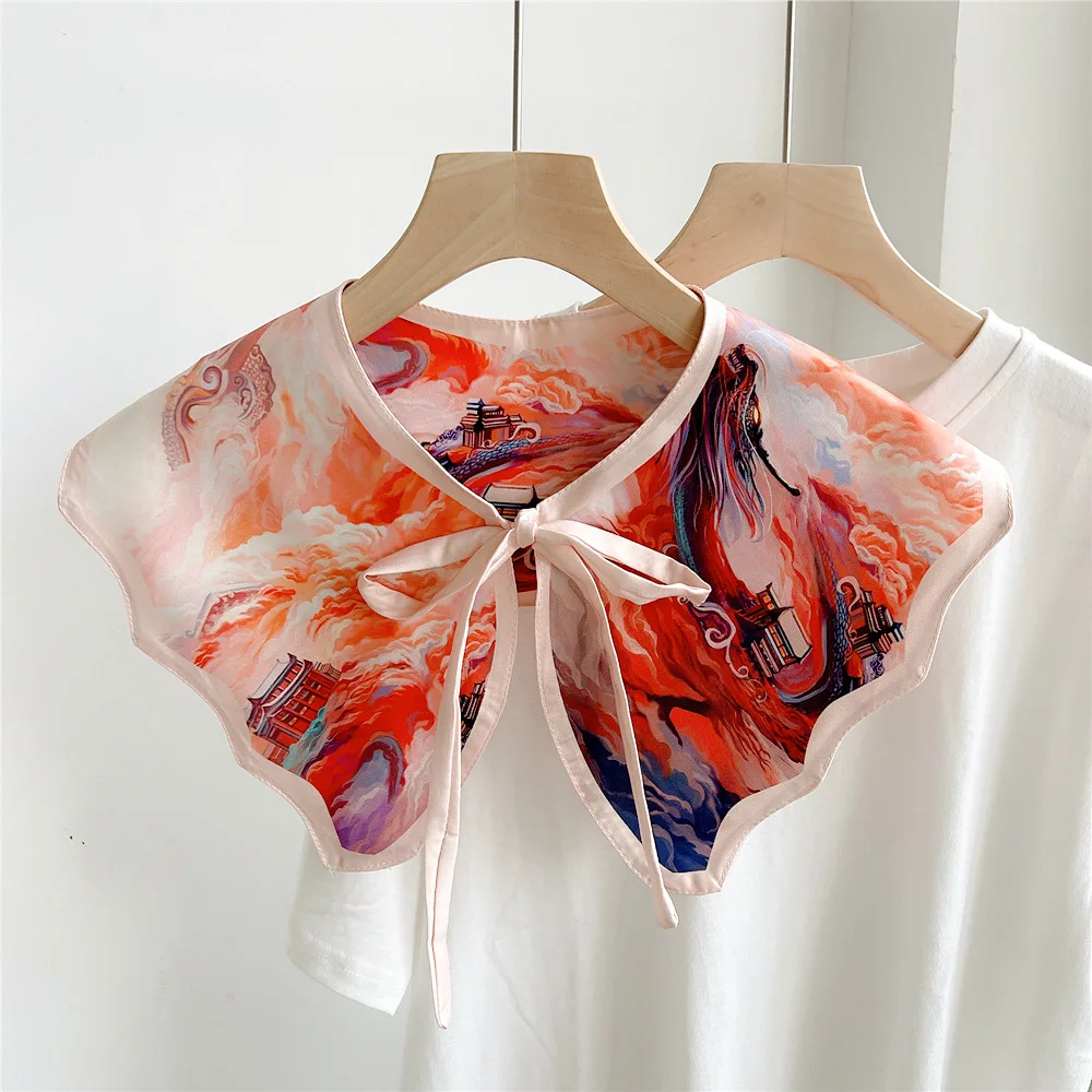 

Thin Women False Collar Summer Dress Shirt Collar Detachable Printed Fake Collar Neckwear Shawl Scarf Shoulder Wraps Decoration