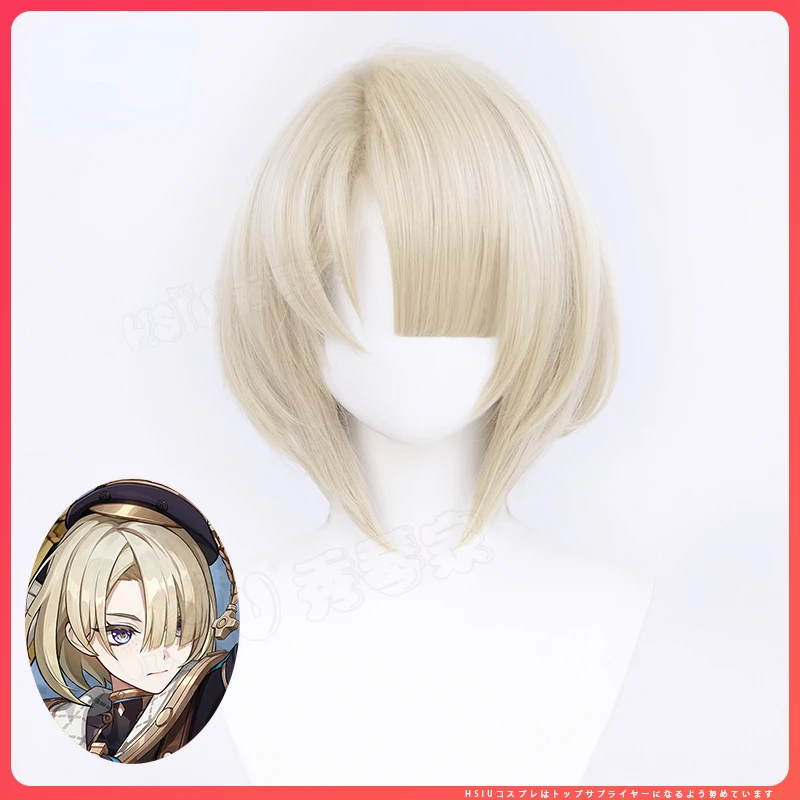

Anime Game Genshin Impact Cosplay Freminet Stage Role Play Short Hair High Temperature Silk Wig Hair Net Cosplay Wigs