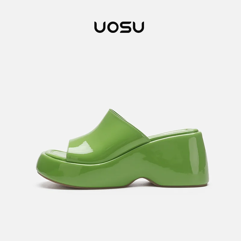 2023 Summer Women's Plus Size Platform Wedges Sandals Open Toe Mules Slip on Outdoor Purple Color Peep Toe Shoes