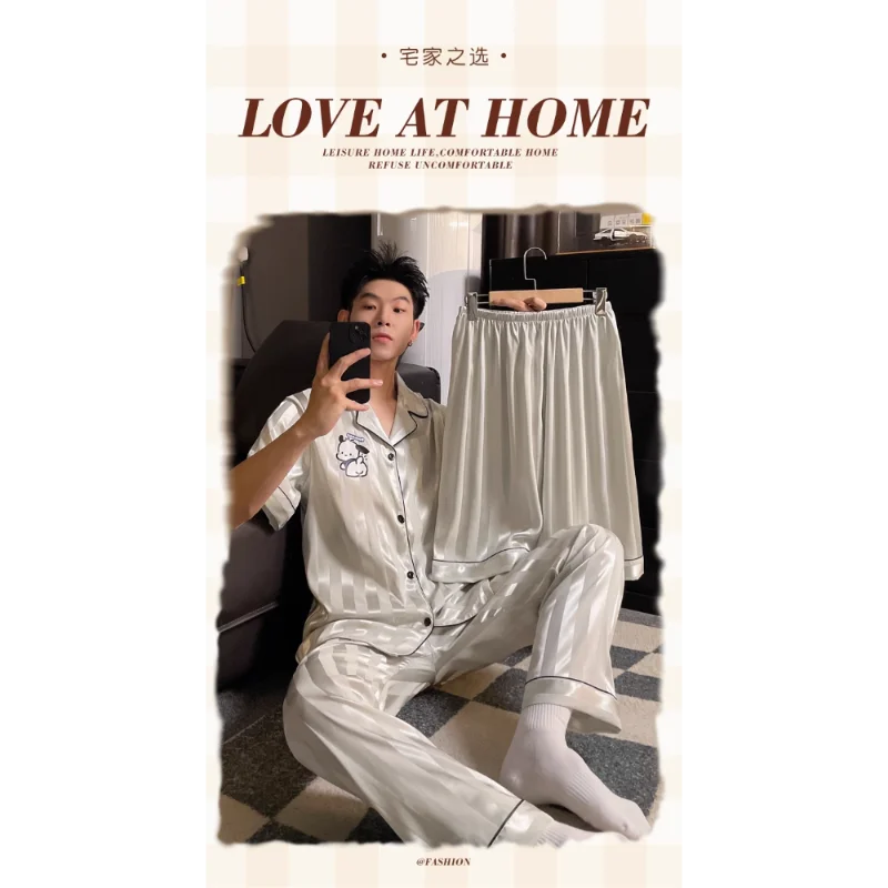 Шелковая пижама Sanrio Pacha с собакой Женская Осенняя ледяная коротким рукавом