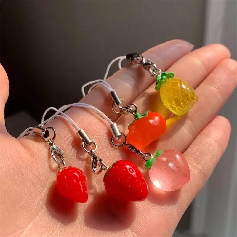

Cute fruit phone charm strap, phone charm key chain, strawberry phone charm, kawaii kpop phone charm, gift for her